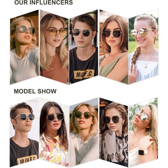 ✨Women's Black Classic Trendy Square Cute Big Frame Gold Shades Sunglasses - Picture 2 of 5